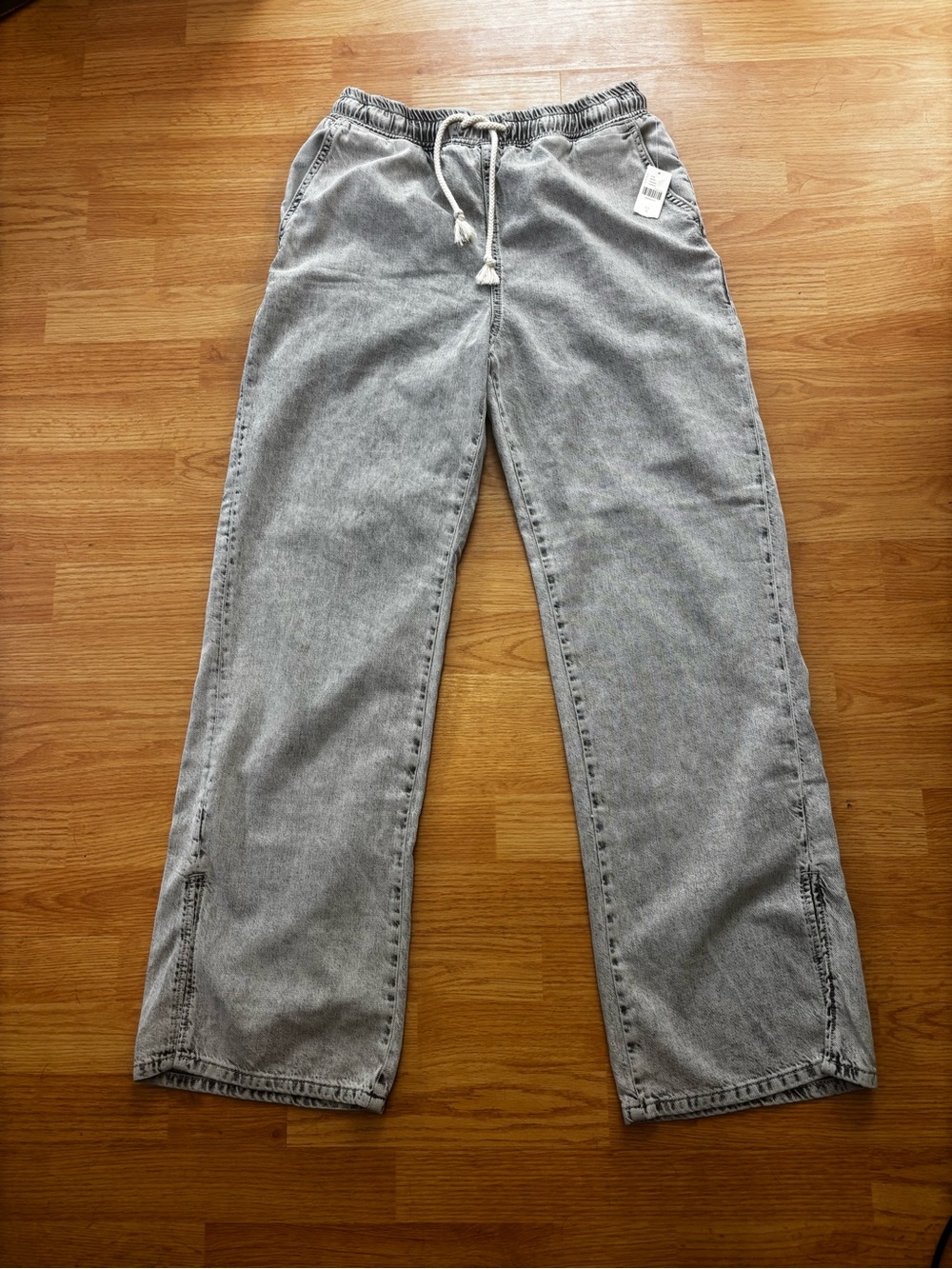 NWT Pilcro Anthropologie pull on drawstring wide leg pj jeans pockets small